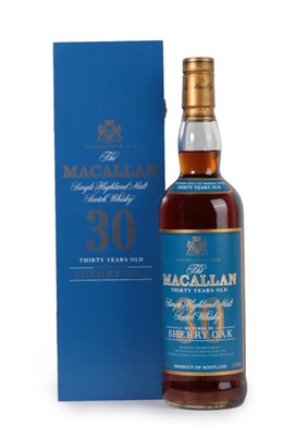 Lot 3103 - The Macallan 30 Years Old Single Highland Malt Scotch Whisky, 43% vol 700ml, in blue painted wooden