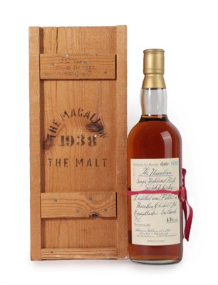 Lot 3109 - The Macallan ''Red Ribbon'' Single Highland Malt Scotch Whisky 1938, distilled and bottled by...