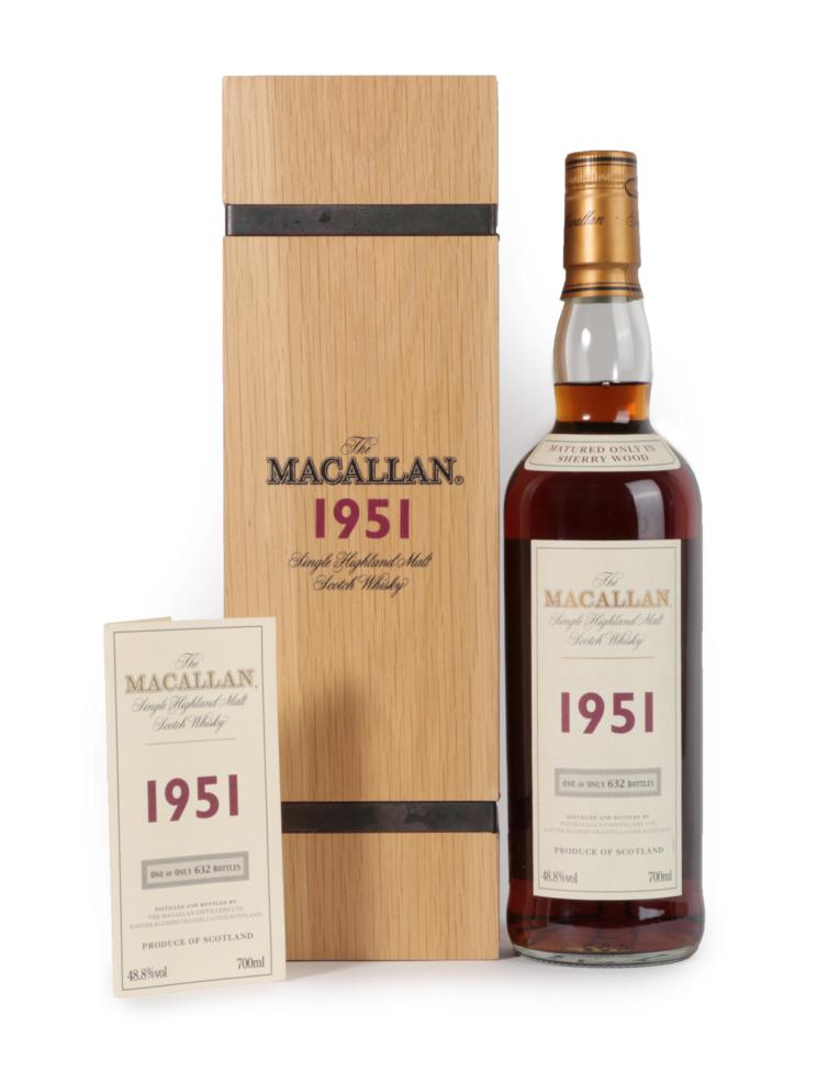 Lot 3110 - The Macallan 1951 Single Highland Malt Scotch Whisky, distilled December 1951, one of 632...