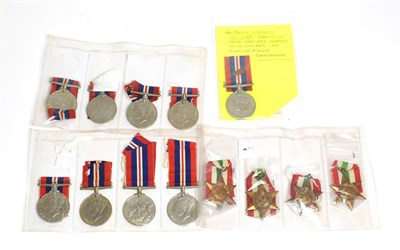 Lot 2010 - Thirteen Single Second World War Medals, comprising four Italy Stars and nine War Medals, one...
