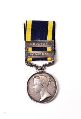 Lot 2018 - A Punjab Medal 1849, with two clasps GOOJERAT and MOOLTAN, awarded to J.WARD, 1ST BN.60TH R.RIFLES