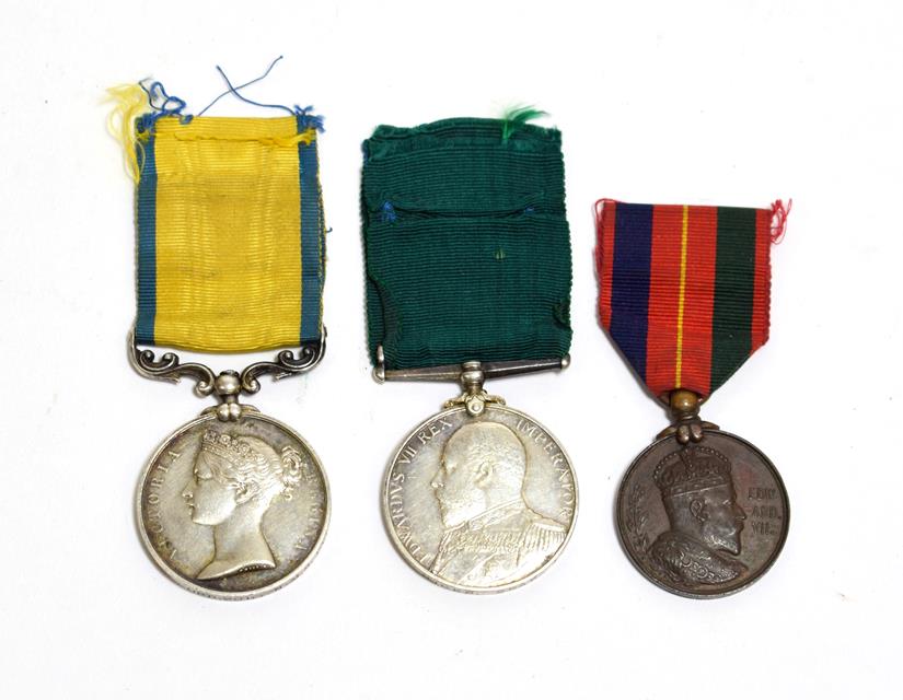 Lot 2038 - A Victorian/Edwardian Long Service Naval Group of Three Medals, comprising Baltic Medal 1854-55...