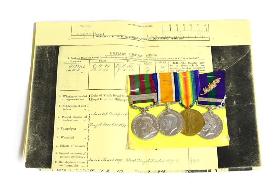 Lot 2043 - A Late Victorian/First World War Group of Four Medals, comprising India Medal 1895-1902, with clasp