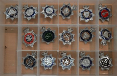 Lot 2070 - A Collection of Fifty Elizabeth II British Senior Police Officer's Cap Badges,  in enamelled...