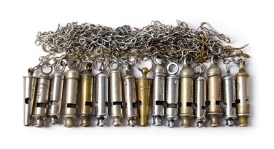 Lot 2085 - Three Police Whistles and Chains by Wm. Dowler & Sons Ltd., Graham St. Works, Birmingham,...