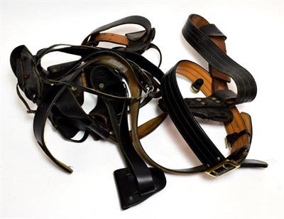 Lot 2087 - Three 20th Century US Police Leather Belts, with holsters and magazines; a similar Leather...