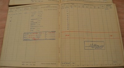 Lot 2102 - Three Second World War RAF Pilot's Flying Log Books, to 112444 Flight Lieutenant L E Carroll,...