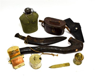 Lot 2113 - A Small Quantity of Militaria, including three pieces of First World War Trench Art and a...
