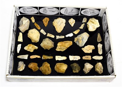 Lot 2122 - A Collection of Thirty Eight French Neolithic Knapped Flint Tools, including points and small...