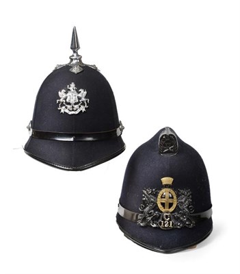 Lot 2139 - An Early Spike Top Six Panel Police Helmet to Exeter City Police, of cork construction, with chrome