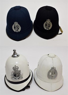 Lot 2140 - An Elizabeth II Isle of Man Police Helmet, in white hard plastic, with chrome ball top and...