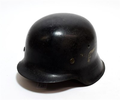 Lot 2170 - A German Third Reich M42 Single Decal Luftwaffe Helmet, with blue/grey finish, the left side...