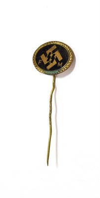 Lot 2173 - A German SS Supporting Member's Stick Pin, the oval black enamel panel with SS runes backed by...