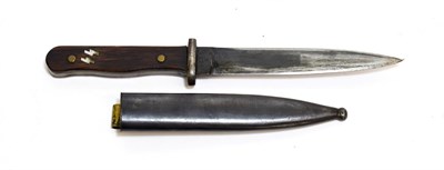 Lot 2182 - A Second World War German Fighting Knife, the 17cm double edge blackened steel blade stamped 9535/y