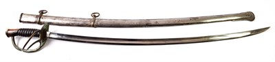 Lot 2208 - A US Model 1860 NCO's Cavalry Sword, the 88cm curved single edge fullered steel blade stamped...