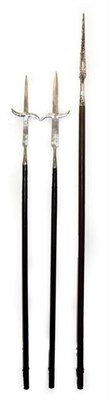 Lot 2226 - Two Medieval Style Polearms, each with a diamond section cruciform socket blade on an ebonised...