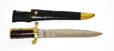 Lot 2229 - A Copy of a U.S. Navy Dahlren Bayonet/Bowie Knife, the 30.5cm spear point steel blade stamped...