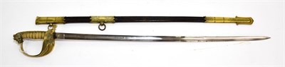 Lot 2246 - A George VI 1827 Pattern Naval Officer's Sword, the 80cm single edge fullered steel blade...