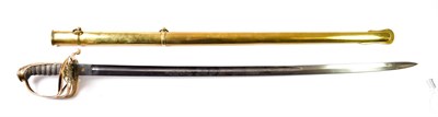 Lot 2252 - A Victorian 1827 Pattern Infantry Officer's Sword, the 82cm single edge fullered steel blade etched