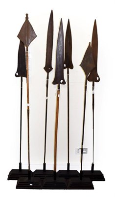 Lot 2263 - A Collection of Seven Late 19th/20th Century African Spears, Upper Congo, five with long...