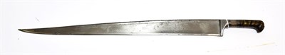 Lot 2279 - A 19th Century Afghan Khyber Knife, the 60cm T section steel blade with narrow fuller to the...
