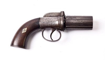 Lot 2328 - A 19th Century Six Shot Pepperbox Revolver, the 6cm steel cylinder with Birmingham proof marks,...