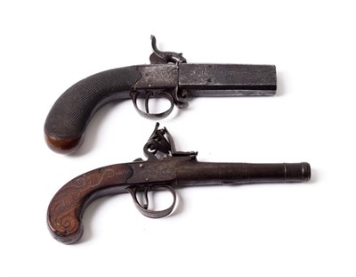 Lot 2335 - An 18th Century ''Queen Anne'' Flintlock Travelling Pistol, with 10cm turn-off cannon barrel...
