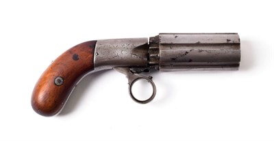 Lot 2336 - A 19th Century J.R.Cooper's Patent Six Shot Pepperbox Revolver, the 8.5cm fluted cylinder with...