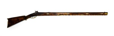 Lot 2360 - A 19th Century Percussion Kentucky Rifle, the 90cm octagonal steel barrel engraved J....