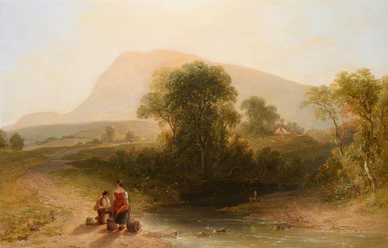Lot 1004 - John Frederick Tennant (1796-1872) The Anglers Signed and dated 1841, oil on canvas, 51.5cm by...