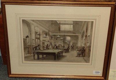 Lot 1009 - Carl Friedrich Werner RI (1808-1894) The Billiard Room Signed and dated 1861, pencil and...