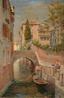 Lot 1018 - Trevor Haddon (1864-1941) ''Near San Cristoforo, Venice'' Signed, inscribed verso, oil on...