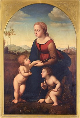 Lot 1025 - Stanislas Zaleski (19th century) After Raphael (1483-1520)  La Belle Jardinière  Signed and...