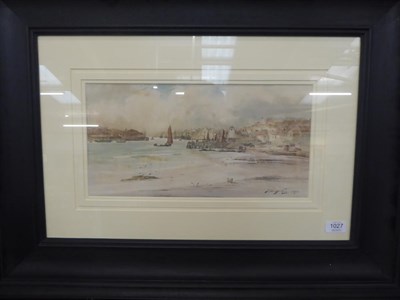 Lot 1027 - Thomas Swift Hutton (1865-1935) ''Entrance to the Tyne'' Signed and dated 1898, watercolour,...