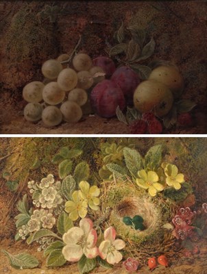 Lot 1028 - Attributed to George Clare (1830-1900) Still life of flowers and eggs in a nest Signed, oil on...