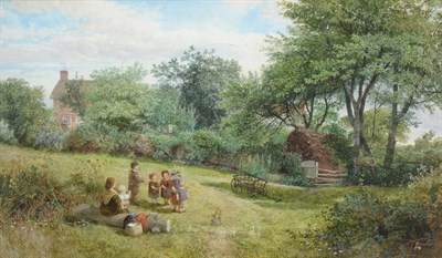 Lot 1031 - George Shalders (19th century)  Children playing in a garden Signed and dated (18)64,...
