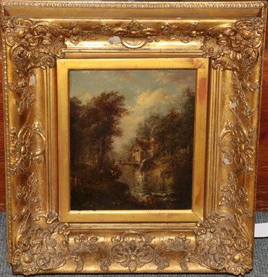 Lot 1035 - Attributed to George Vincent (1796-1832) A mill house with figures on a bridge Oil on panel,...