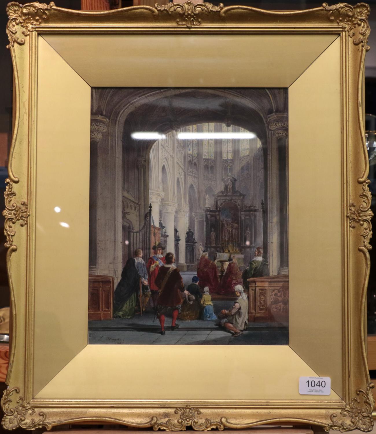 Lot 1040 - Louis Haghe (1806-1885) Belgian  Church interior during the mass Signed and dated 1863,...