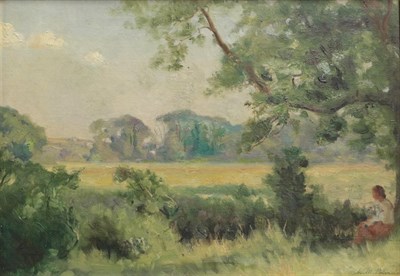 Lot 1045 - William Mainwaring Palin (1862-1947)  Young girl in a bucolic landscape Signed, oil on board,...