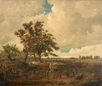 Lot 1052 - Dutch School (19th century)  Peat gatherers before a windmill Indistinctly signed, oil on...