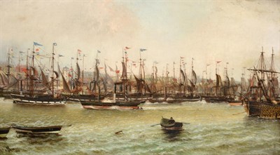 Lot 1061 - **Shearer (19th century)  Boats in a harbour  Indistinctly signed and dated 1886, oil on...