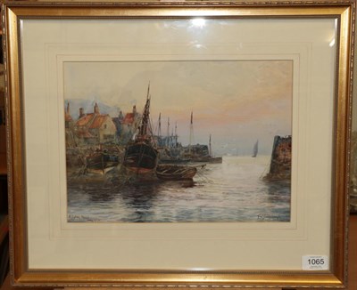 Lot 1065 - Frederick William Scarborough (1860-1939) ''A Fishing Haven Coast of Fife'' Signed,...