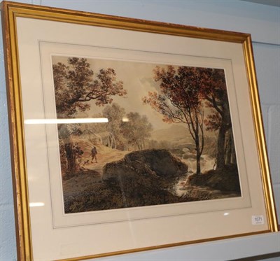 Lot 1071 - William Payne OWCS (1760-1830)  A river scene in Carmarthenshire Signed, watercolour, 33cm by 47.cm
