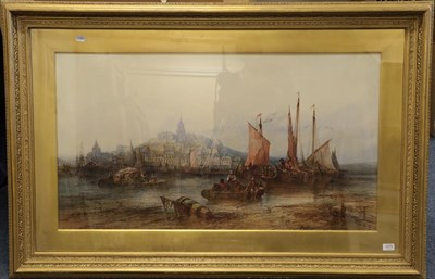 Lot 1075 - Paul Marny (1829-1914) ''Boulogne Harbour'' Signed, watercolour, 60cm by 107cm  Provenance: The...