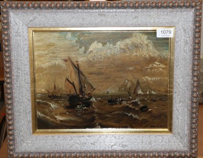 Lot 1079 - P* Burck (19th century) Shipping scene (possibly Bay of Gibraltar) Signed, oil on canvas, 23cm...