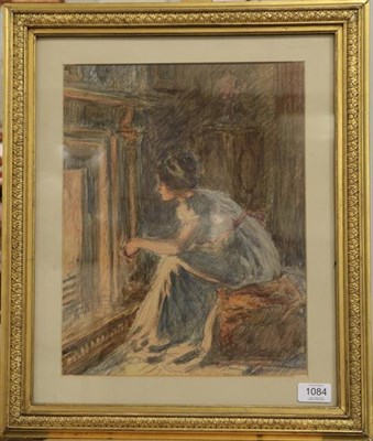 Lot 1084 - Attributed to Edouard van Goethem (1857-1924) Belgian ''Contemplation'' - an elegant lady seated by