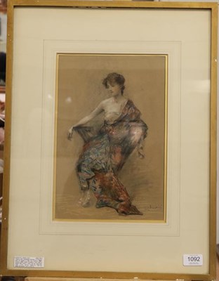 Lot 1092 - Albert Ludovici Jr. (1852-1932) Study of a lady, seated in the Aesthetic style Signed, coloured...
