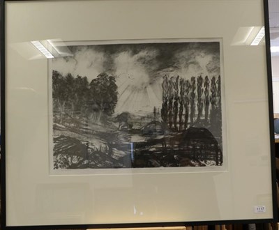Lot 1117 - Christopher P Wood (b.1961) ''Old World View'',  Signed, inscribed and dated (19)98, charcoal, 42cm