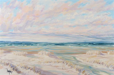 Lot 1118 - Tom Barron (Contemporary) ''Findhorn Sands II'' Signed, inscribed verso, oil on canvas, 60cm by...