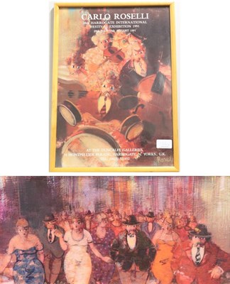 Lot 1164 - Carlo Roselli (b.1939) Italian  ''Crowd'' Signed, oil on board, together with another by the...